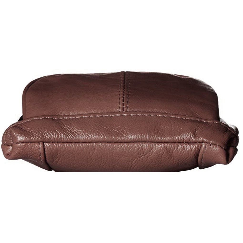 SILVERFEVER Women's Shoulder Crossbody Round RFID Pocket Small Genuine Leather Bag
