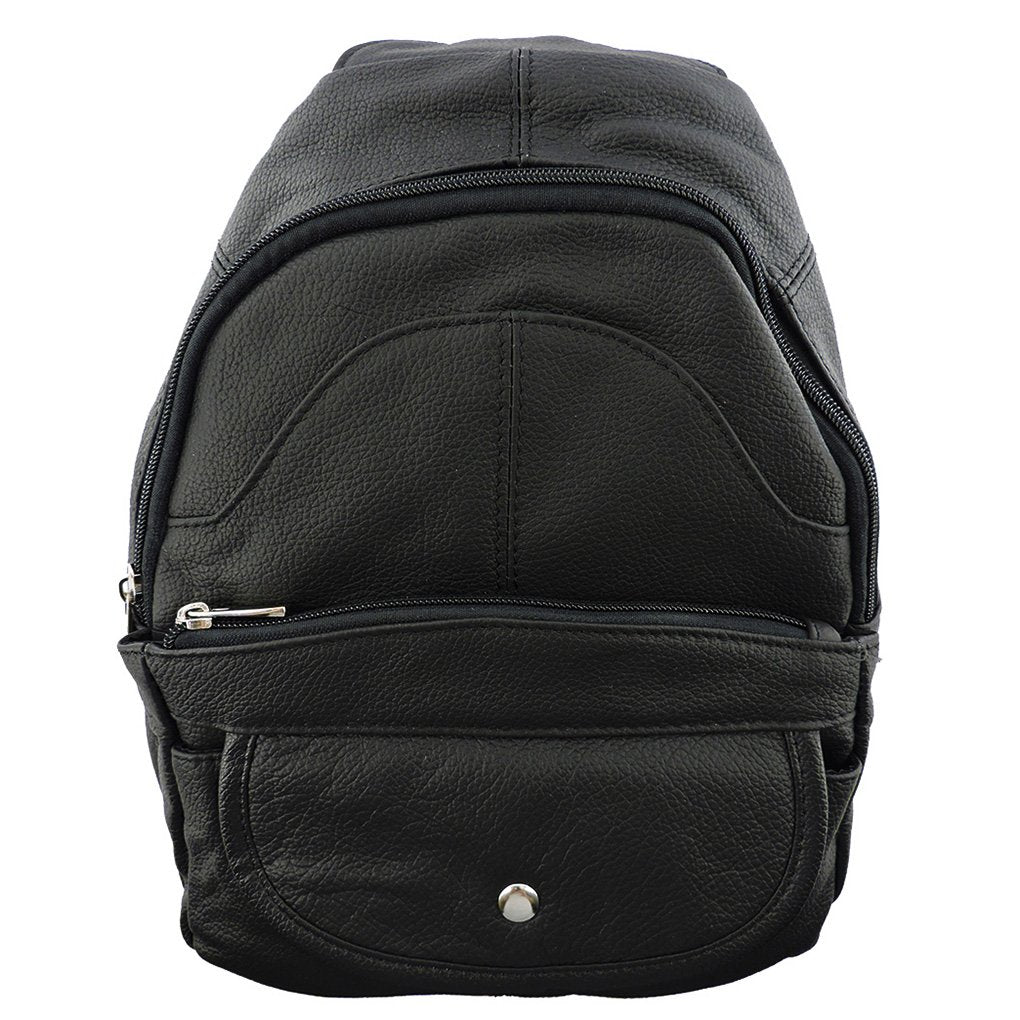 Leather Sling Backpack Convertible Medium Size Top Entry