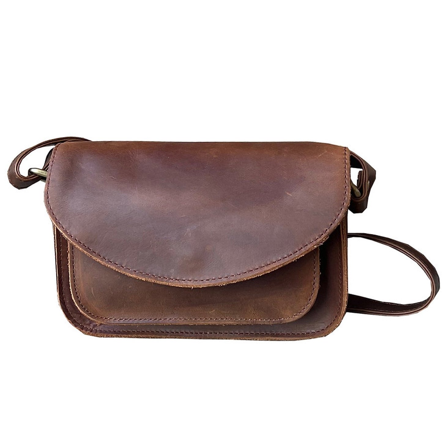 Cowhide Leather Womens Shoulder Purse Small Cross Body Organizer Bag with Many Pockets