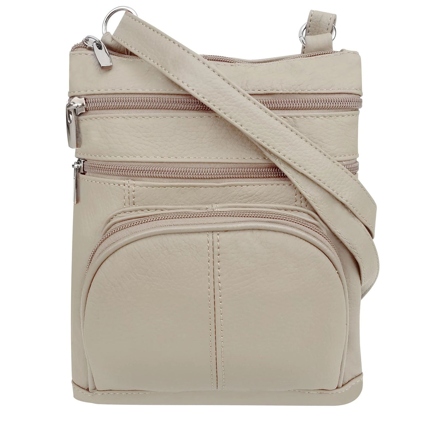 SILVERFEVER Women's Shoulder Crossbody Round RFID Pocket Small Genuine Leather Bag
