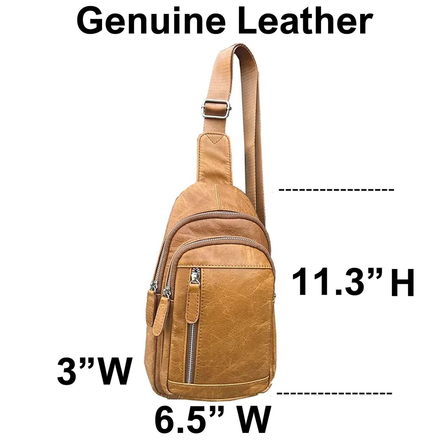SILVERFEVER Women's Cross Body Sling Leather Bag Chest Bag Daypack Fanny Pack for Every Day, Hiking, or Traveling (Grey)