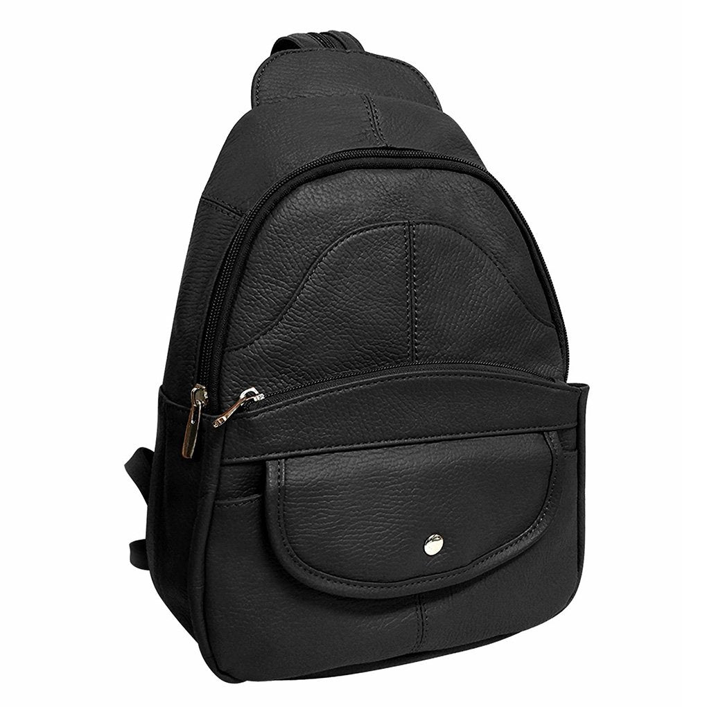 Leather Sling Backpack Convertible Medium Size Top Entry