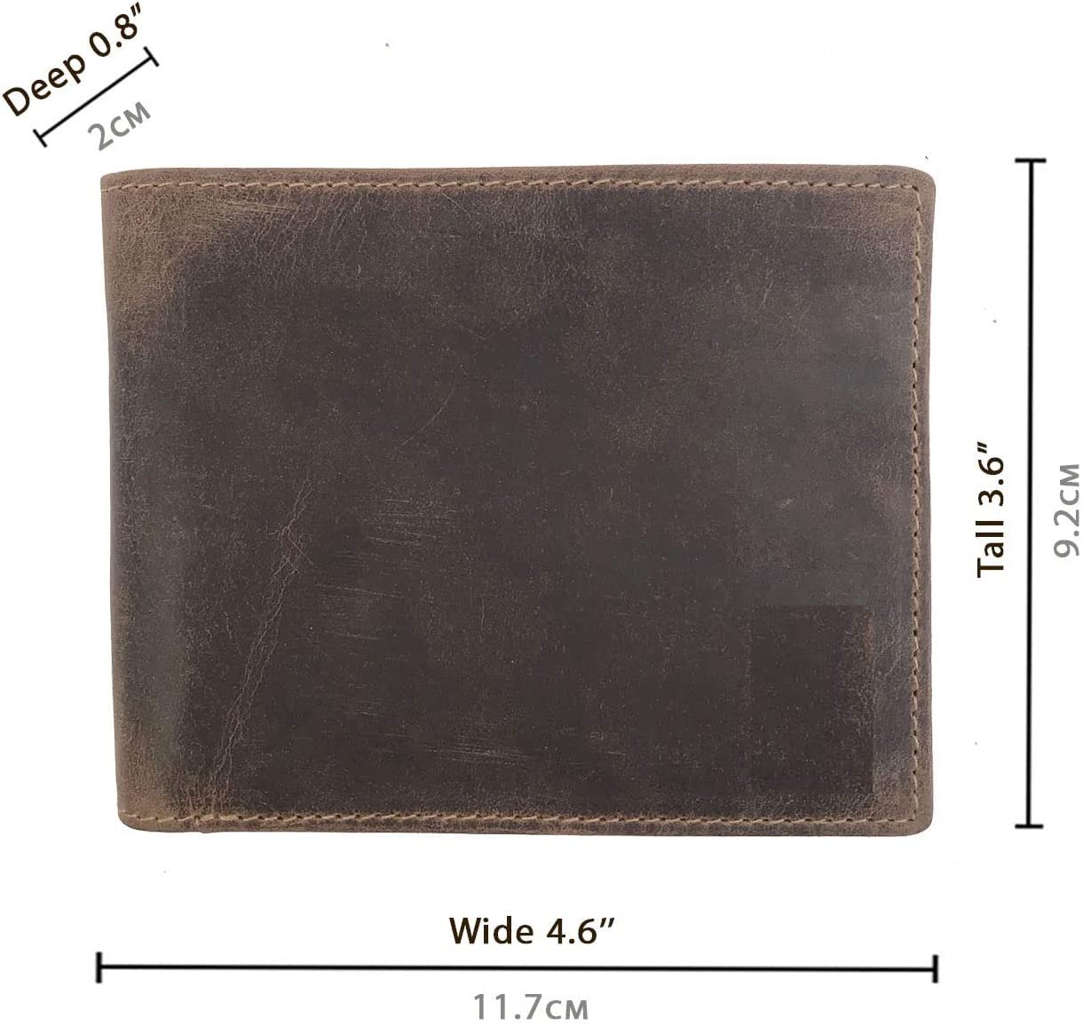 Leather Wallet for Men's-Genuine Washed Calf RFID Blocking Bifold Men Wallet With Coin Pocket (Vertical Flip Stitched Collar, Black)