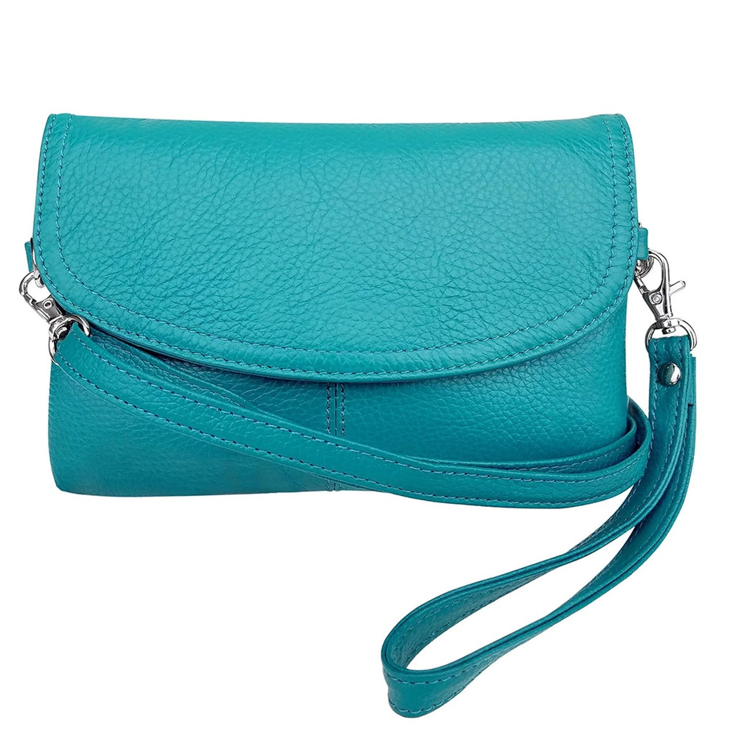 Leather Handbag Purse Womens Small Clutch Wristlet Crossbody Multi Compartment Organiser Fits Phone SilverFever