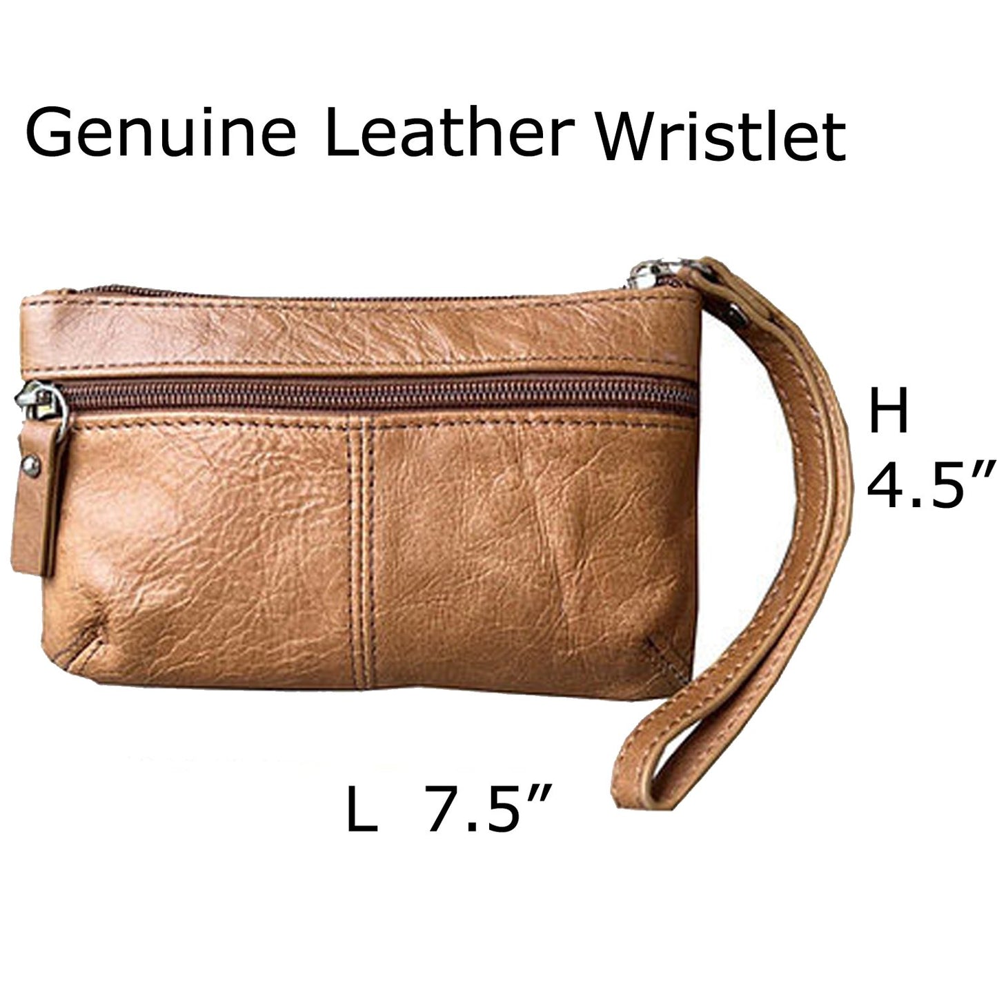 Women's Leather Wristlet Small Wallet Clutch with Whipstitched Detail