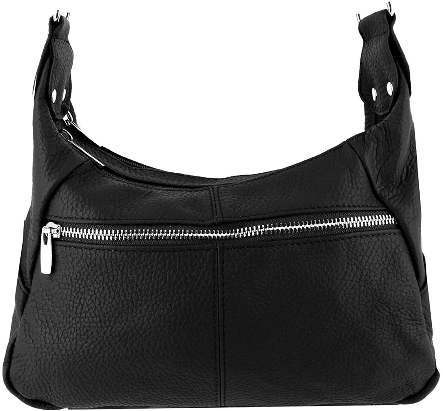 Black-2 Entry Women's Leather Medium Cross Body Purse Shoulder Ladies Handbag with Many Pockets