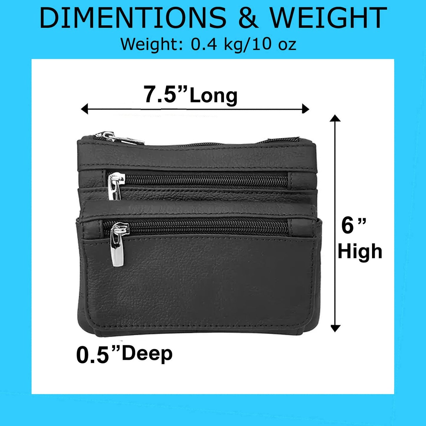 SILVERFEVER Leather Bike Rider Accordion Bag Cross Body Belt Phone Pack Pouch