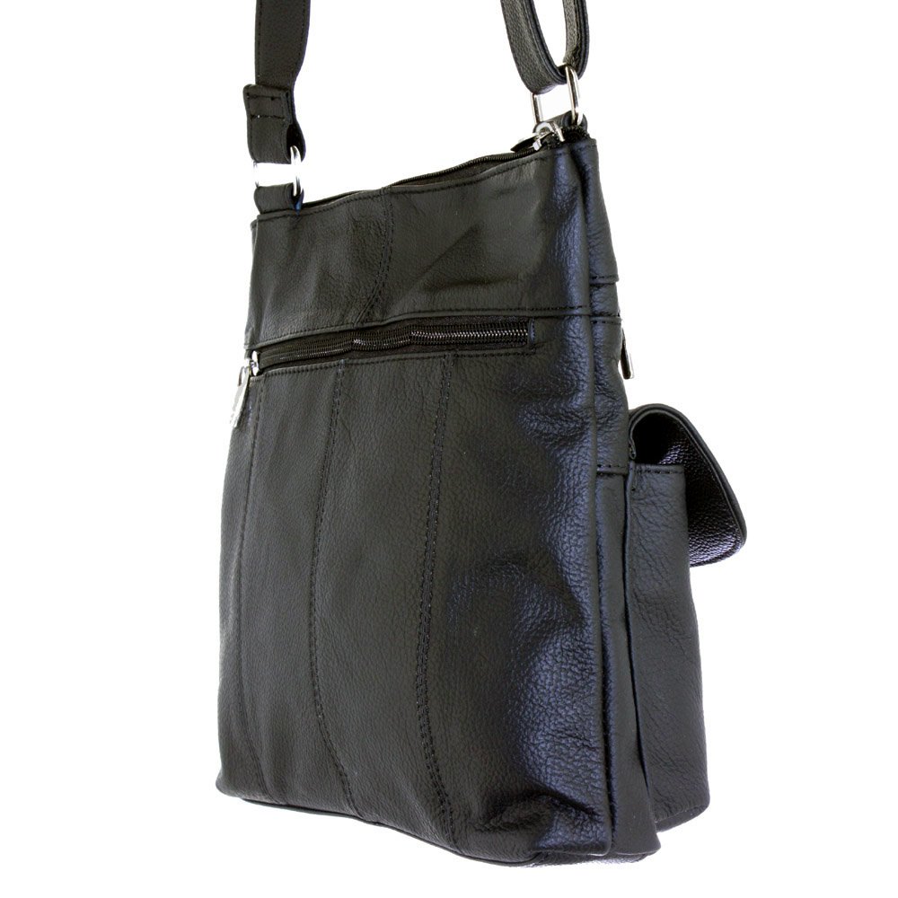 Messenger Italian Leather Shoulder Cross Body Bag iPad Compatible Unisex SilverFever