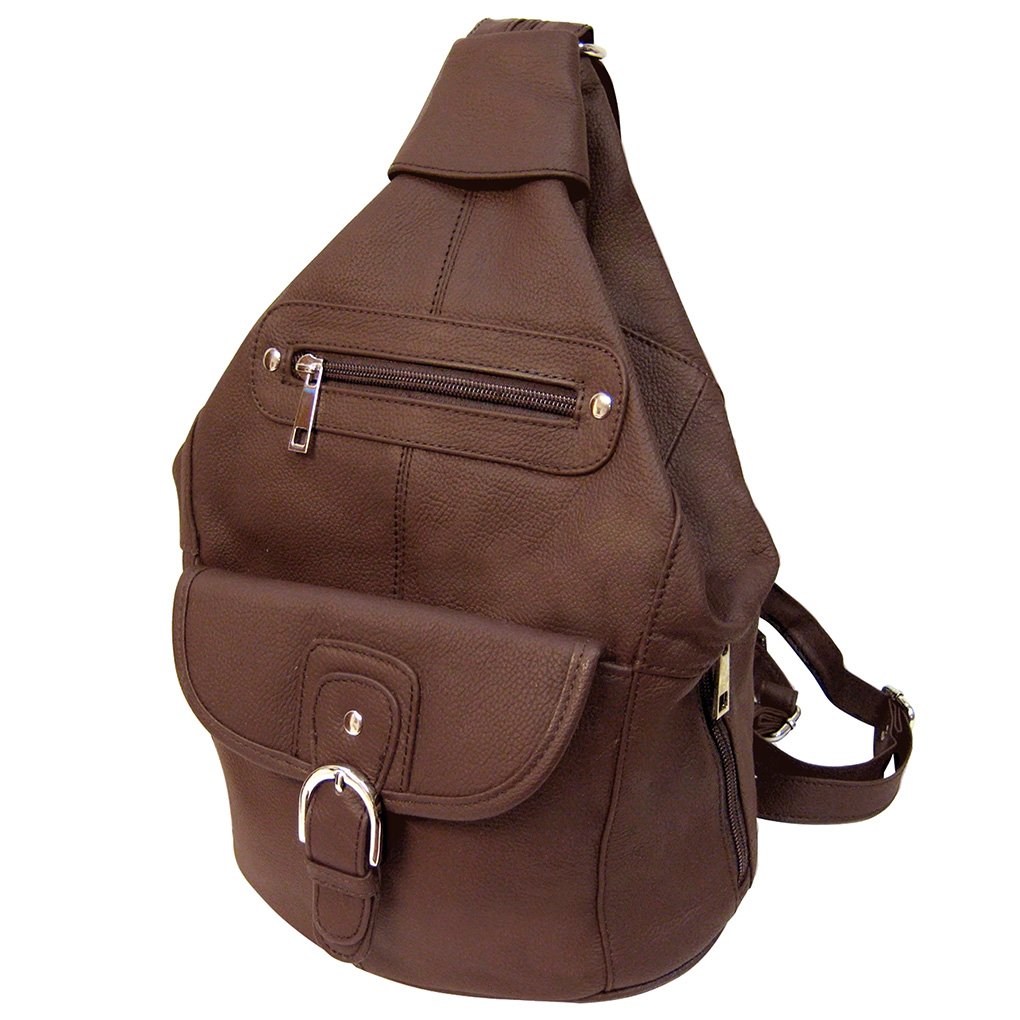 Women's Cowhide Leather Backpack Convertible Sling One Shoulder Large Bag Secure Entry |7 Pocket
