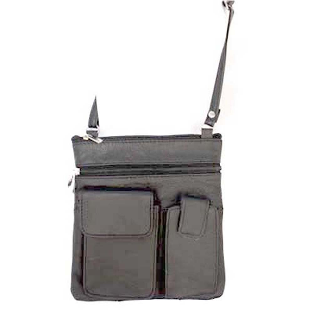Messenger Italian Leather Shoulder Cross Body Bag iPad Compatible Unisex SilverFever