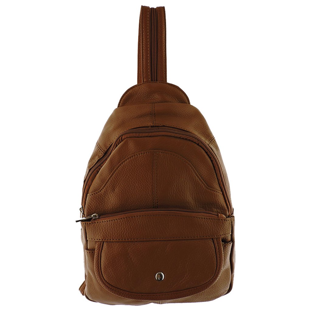 Leather Sling Backpack Convertible Medium Size Top Entry