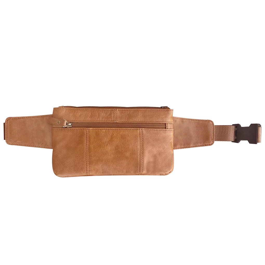 SILVERFEVER Genuine Leather Fanny Pack Cellphone Holder Modern