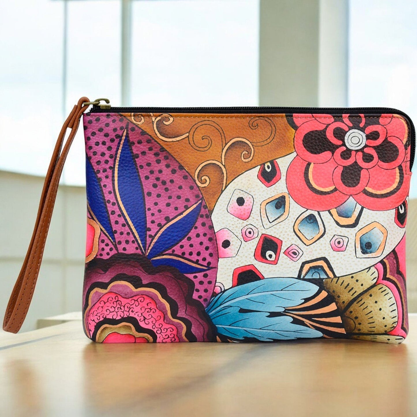 Anna by Anuschka Large Artistic Wristlet Festival or Evening Clutch