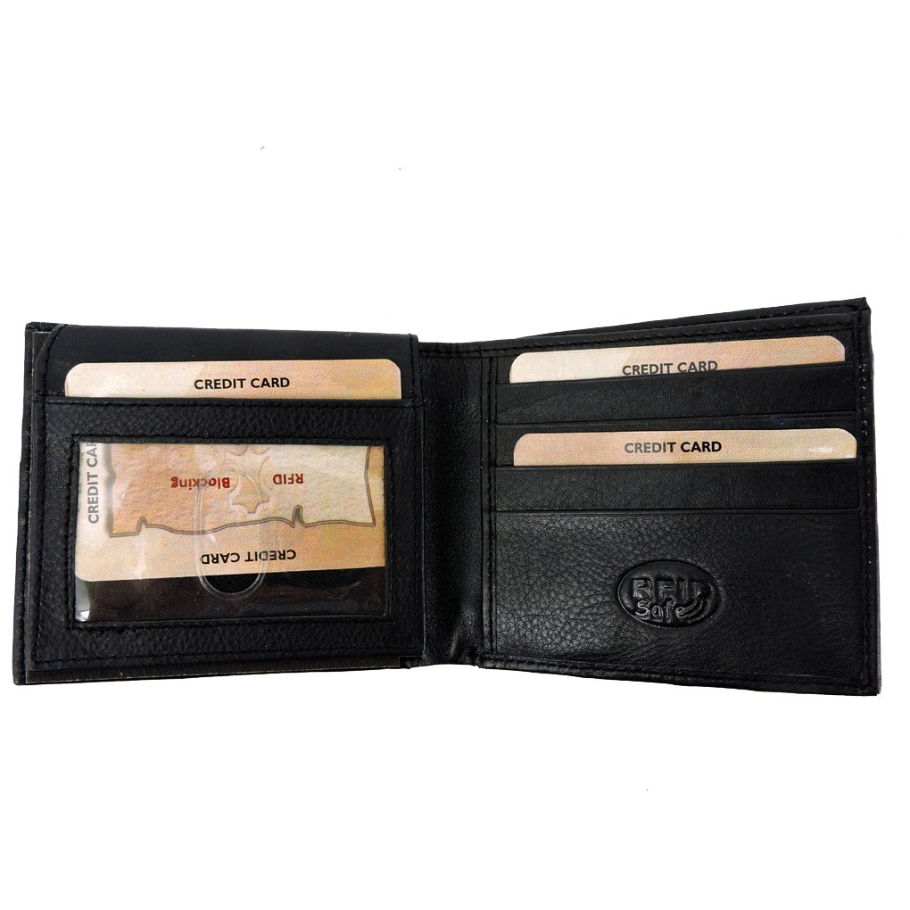 Men's RFID Leather Wallet Cowhide, ID, CC, Bill Pockets, Gift Box