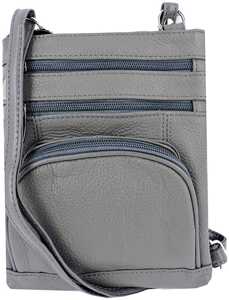 SILVERFEVER Genuine Leather Organizer Handbag Cross Body - Shoulder Travel Bag