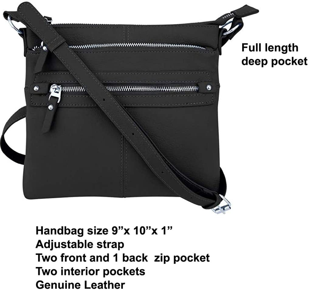 Women's Leather Large Crossbody Travel Handbag Water Resistant Purse SILVERFEVER