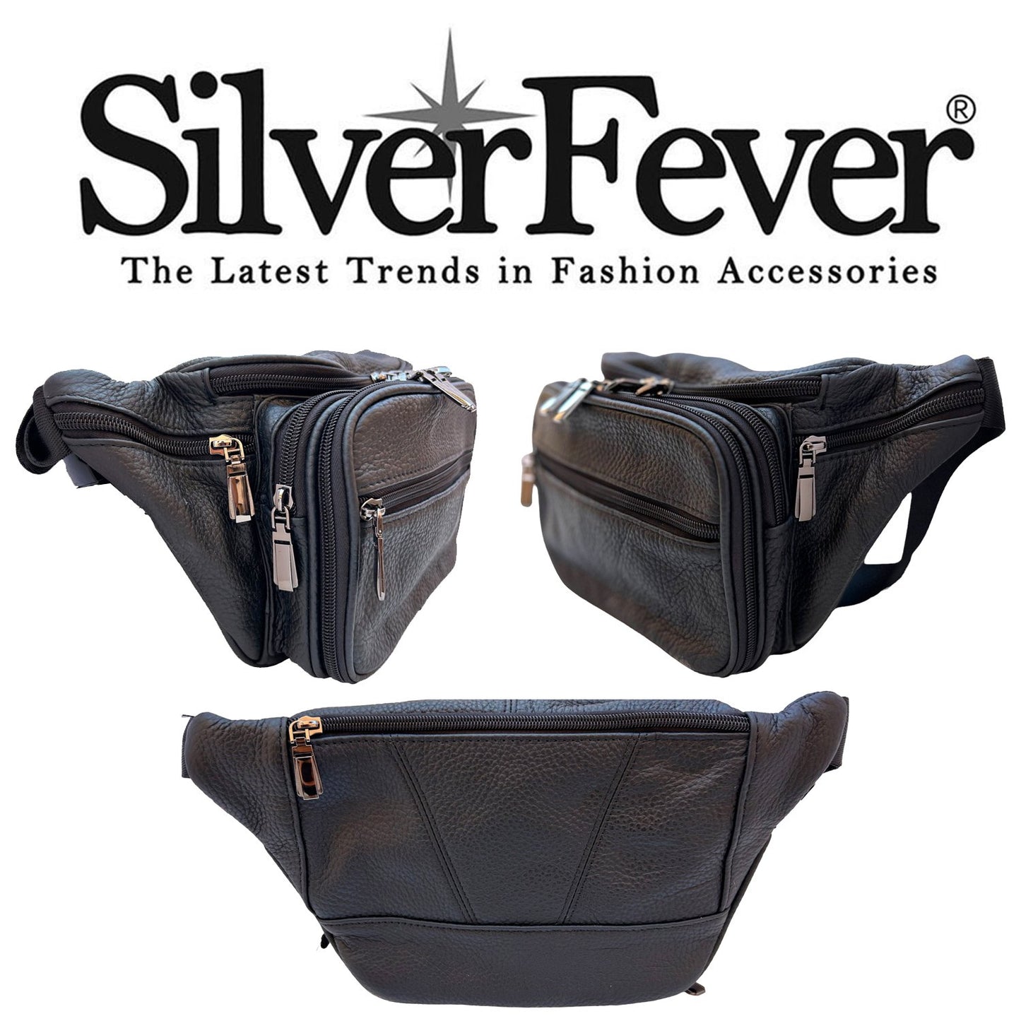 Genuine Leather Sling Crossbody Waist Bag Fanny Pack Organizer, Large