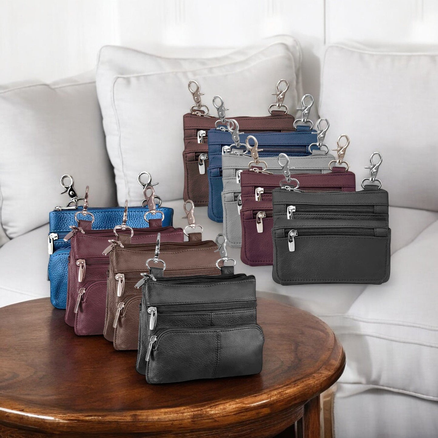 SILVERFEVER Leather Bike Rider Accordion Bag Cross Body Belt Phone Pack Pouch