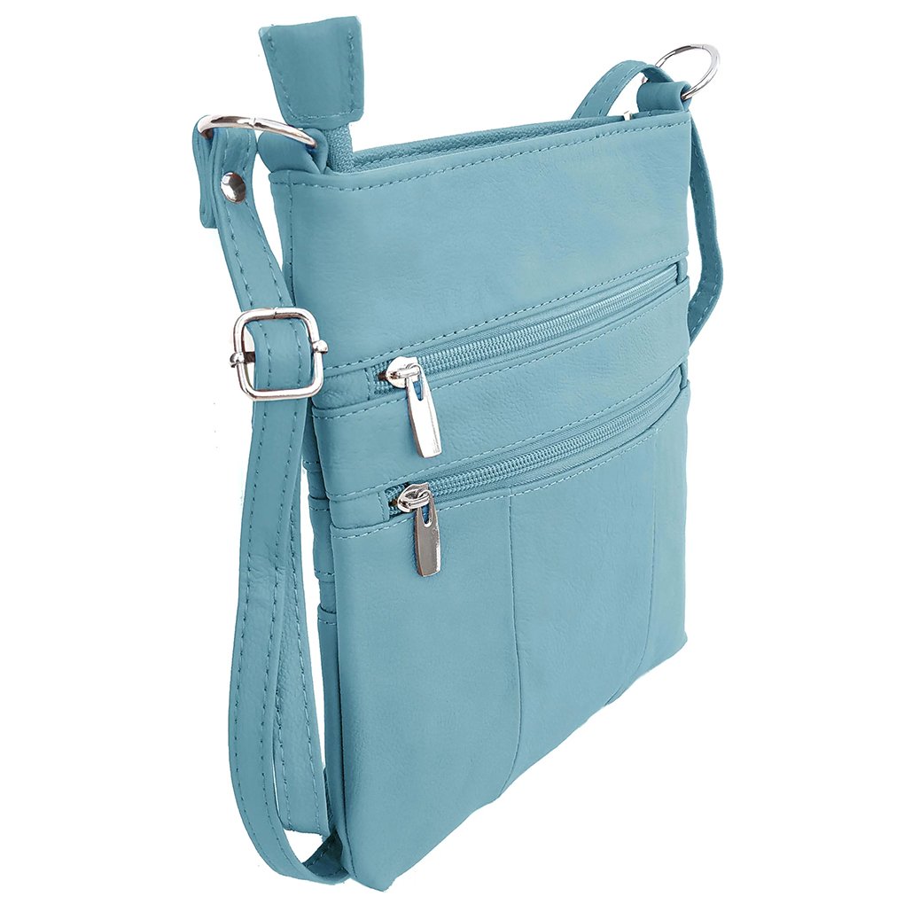 Genuine Leather Travel Shoulder Cross Body Purse Handbag Silver Fever