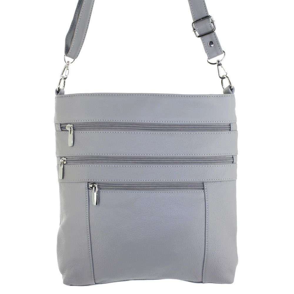 Silver Fever Messenger Italian Leather Shoulder Cross Body Bag Ipad Compatible Unisex