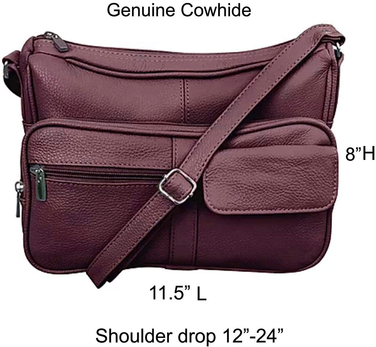 Women's Leather Hobo | Ladies Shoulder Bag | Organizer w Built-in Wallet NWT