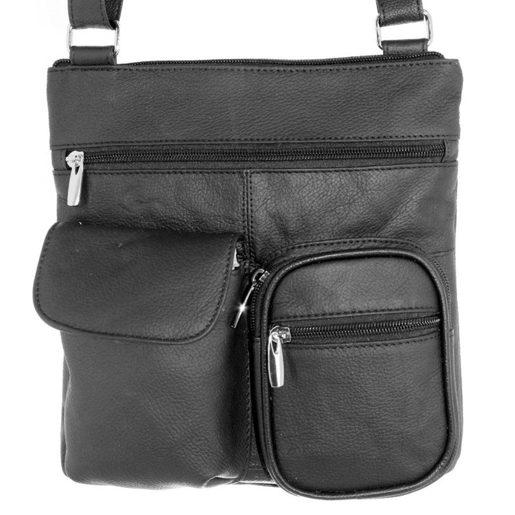 Messenger Italian Leather Shoulder Cross Body Bag iPad Compatible Unisex SilverFever