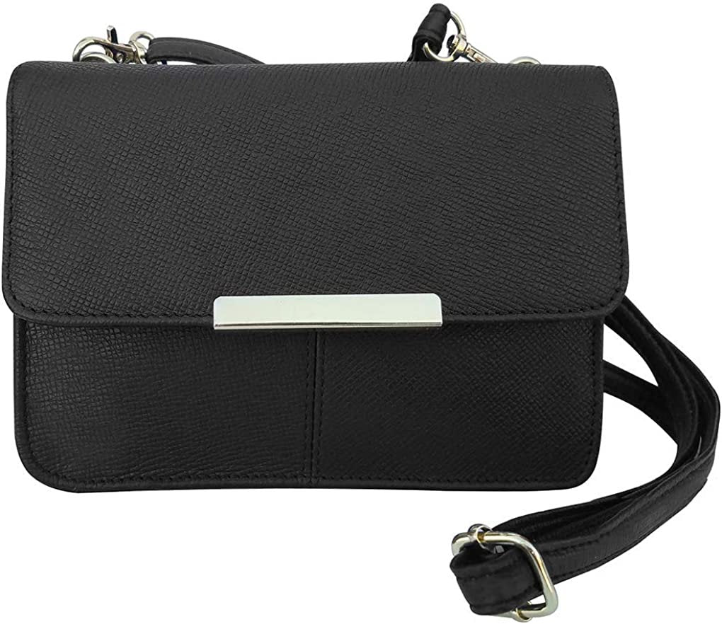 Cowhide Leather Womens Shoulder Purse Small Cross Body Organizer Bag with Many Pockets