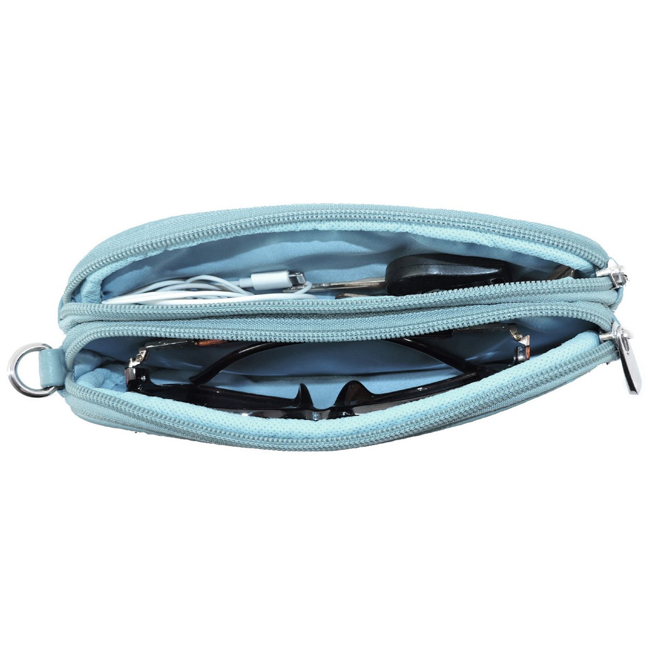 Leather Eyeglass Glasses Case with Wristlet Handle, Padded WOMAN