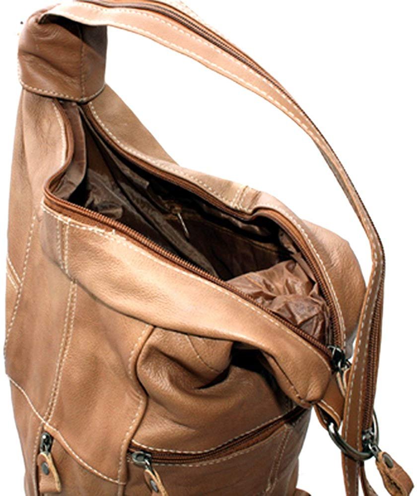 Women's Cowhide Leather Backpack Convertible Sling One Shoulder Large Bag Secure Entry |7 Pocket