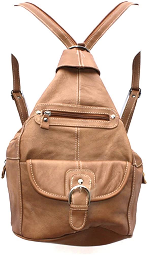 Women's Cowhide Leather Backpack Convertible Sling One Shoulder Large Bag Secure Entry |7 Pocket