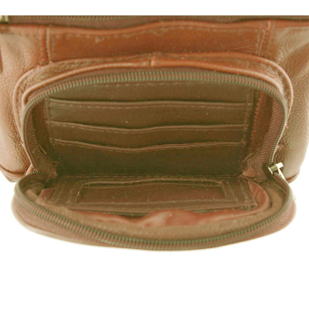 SILVERFEVER Women's Shoulder Crossbody Round RFID Pocket Small Genuine Leather Bag
