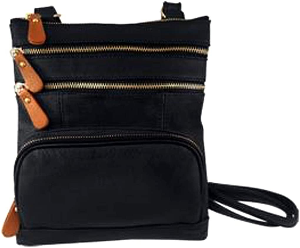 SILVERFEVER Genuine Leather Organizer Handbag Cross Body - Shoulder Travel Bag