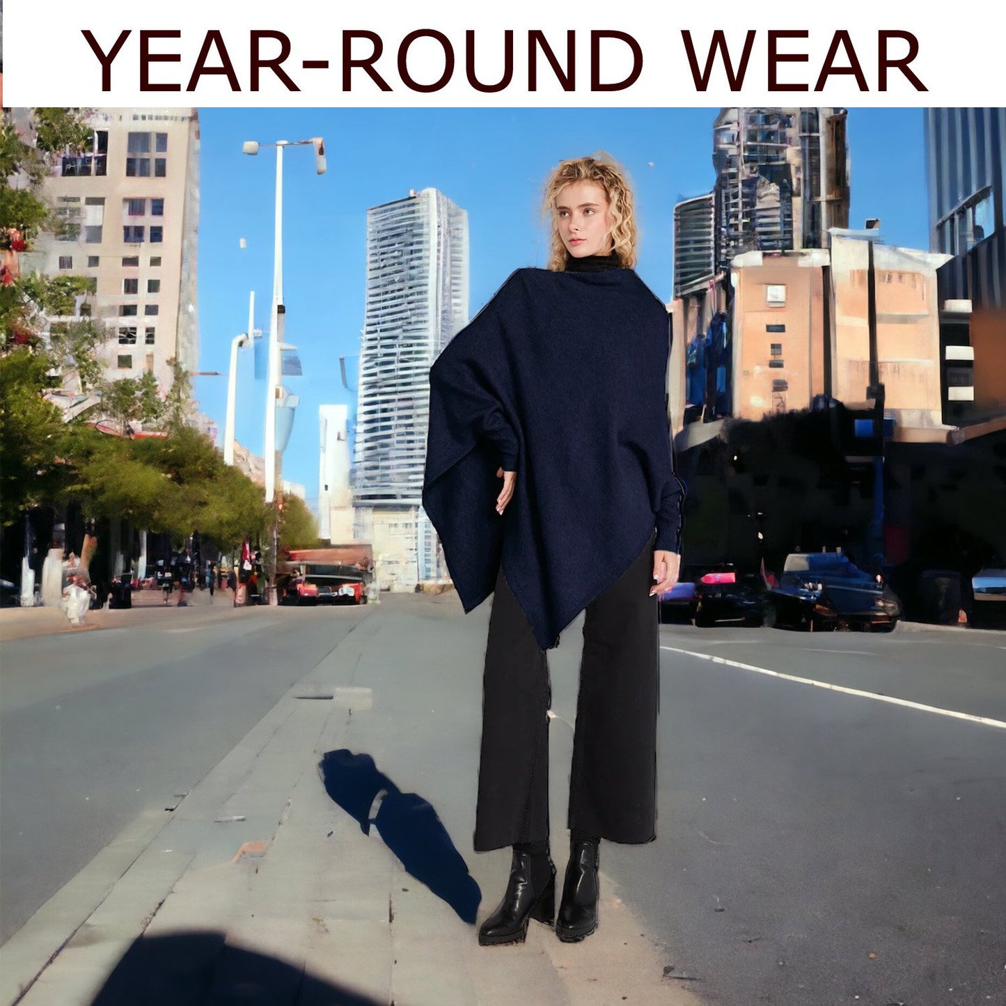 Look by M Triangle Poncho with Sleeves