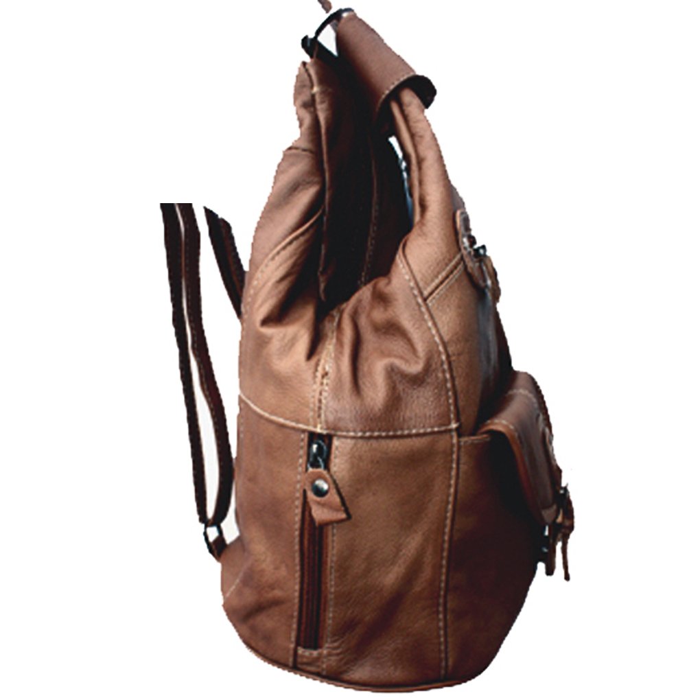 Women's Cowhide Leather Backpack Convertible Sling One Shoulder Large Bag Secure Entry |7 Pocket