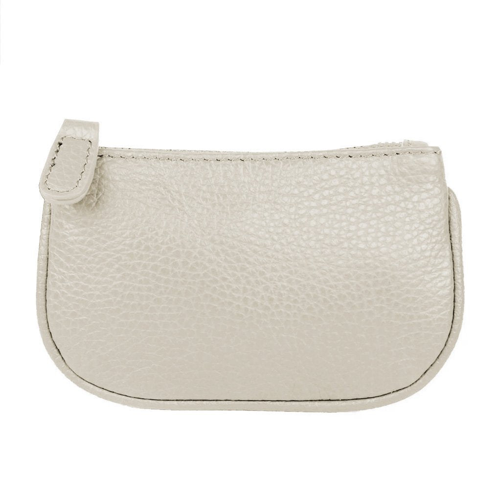 Cowhide Leather Coin Purse Pouch w Zipper and Key Fob