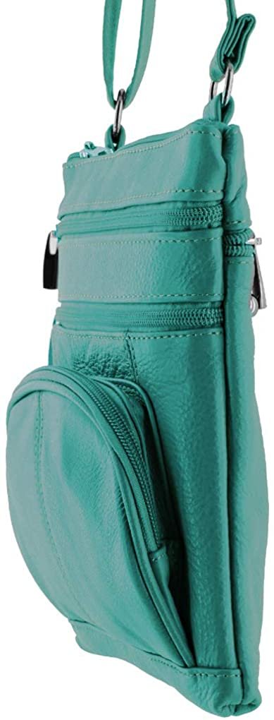 SILVERFEVER Genuine Leather Organizer Handbag Cross Body - Shoulder Travel Bag