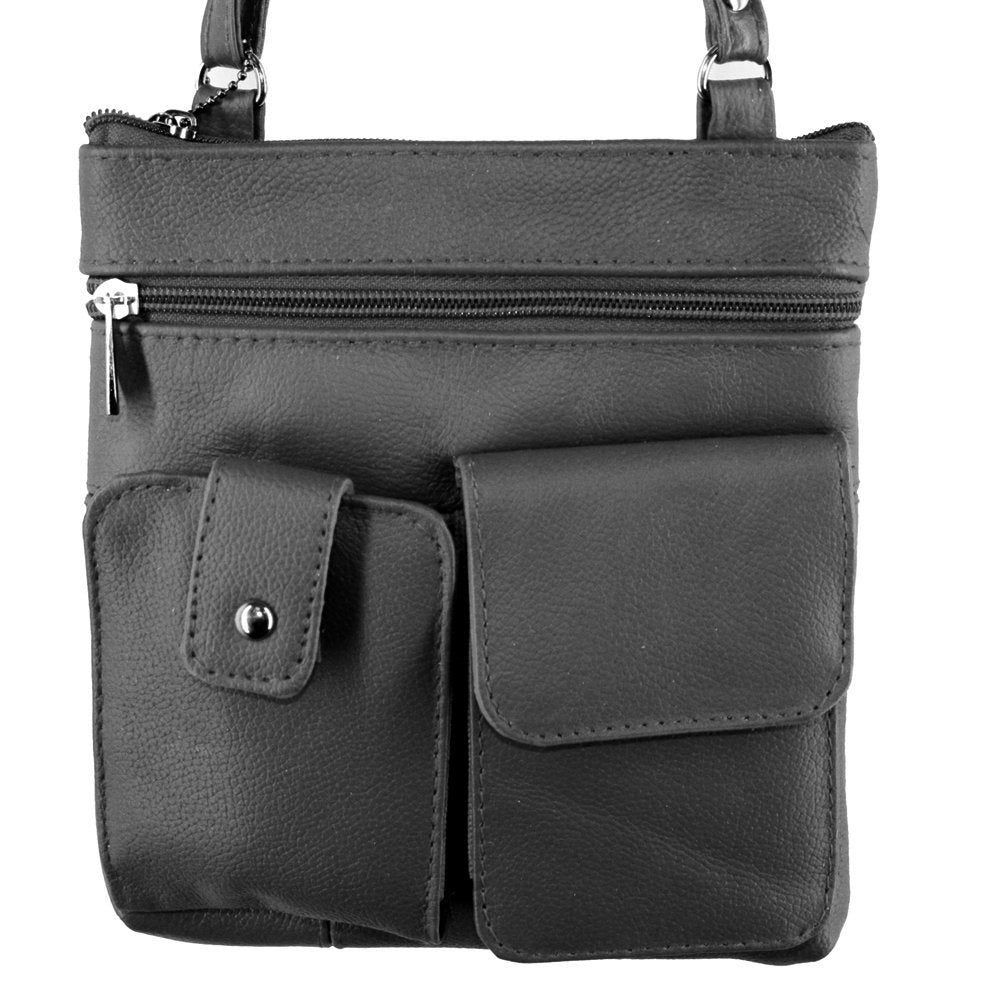 Messenger Italian Leather Shoulder Cross Body Bag iPad Compatible Unisex SilverFever