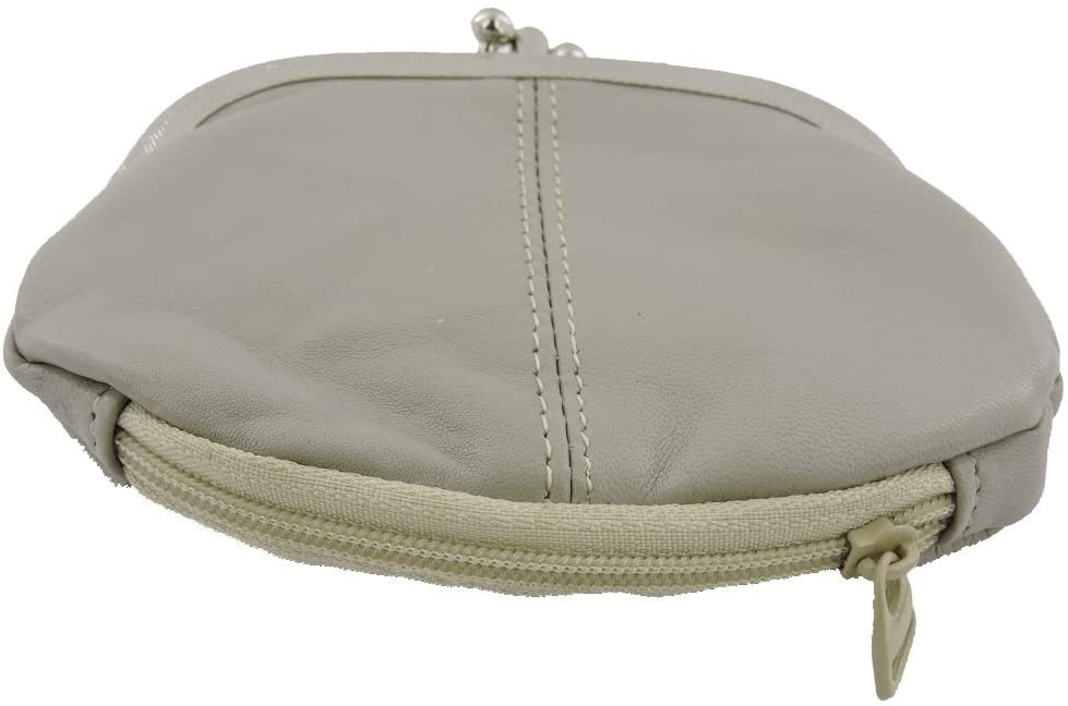 SILVERFEVER Leather Coin Purse with Kisslock Closure - Handcrafted Genuine Lambskin (3 Entry, Black)