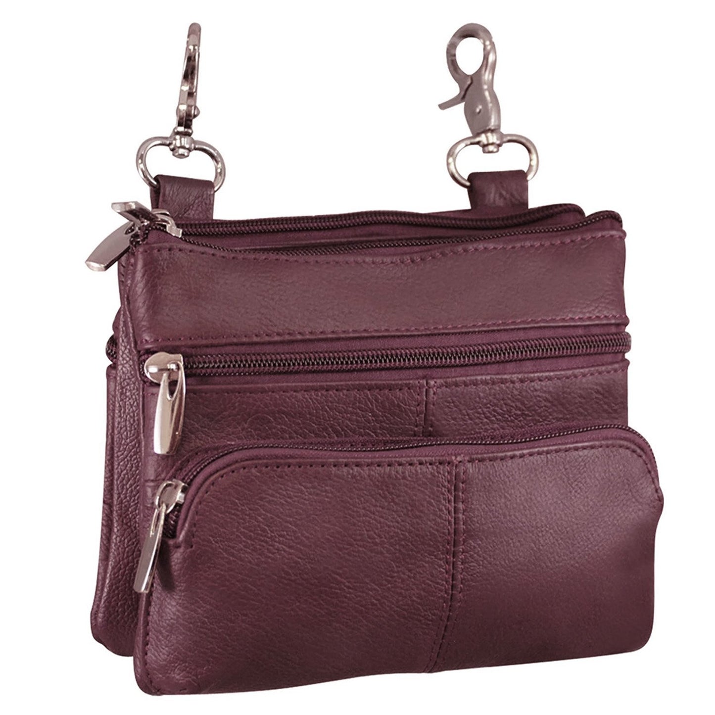 SILVERFEVER Leather Bike Rider Accordion Bag Cross Body Belt Phone Pack Pouch