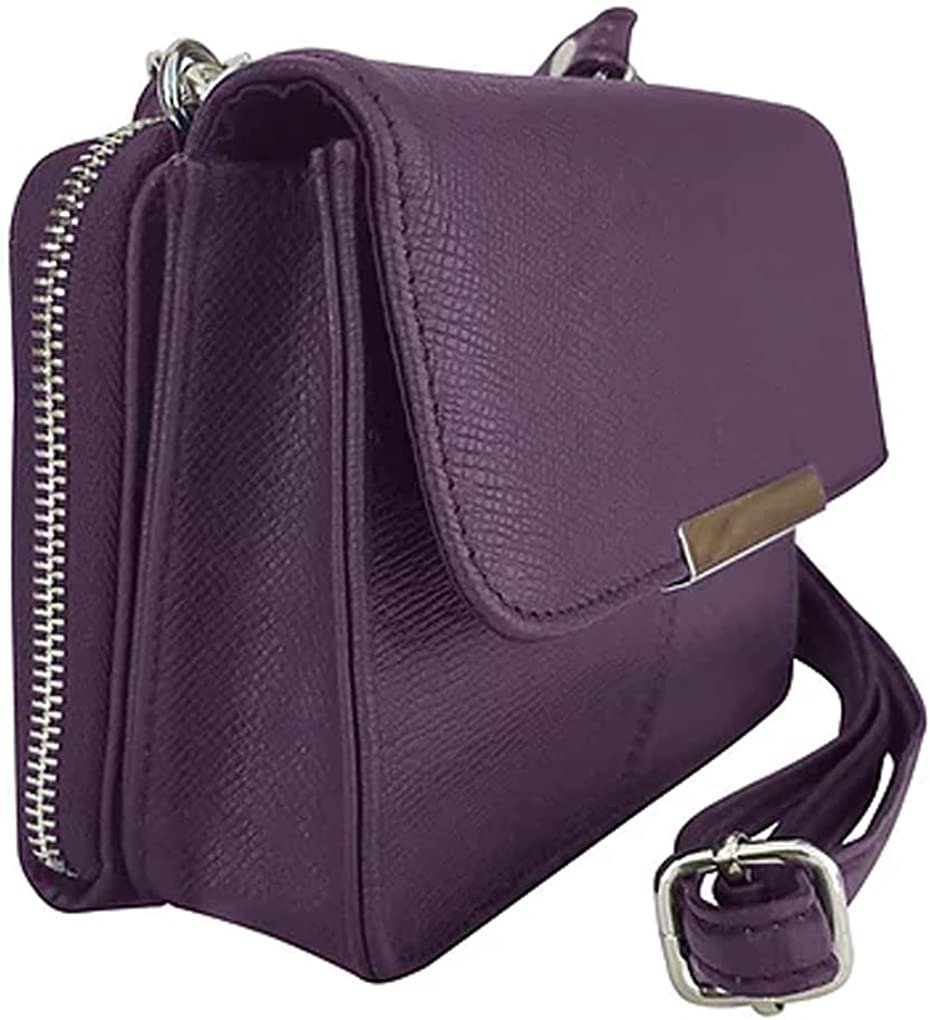 Cowhide Leather Womens Shoulder Purse Small Cross Body Organizer Bag with Many Pockets