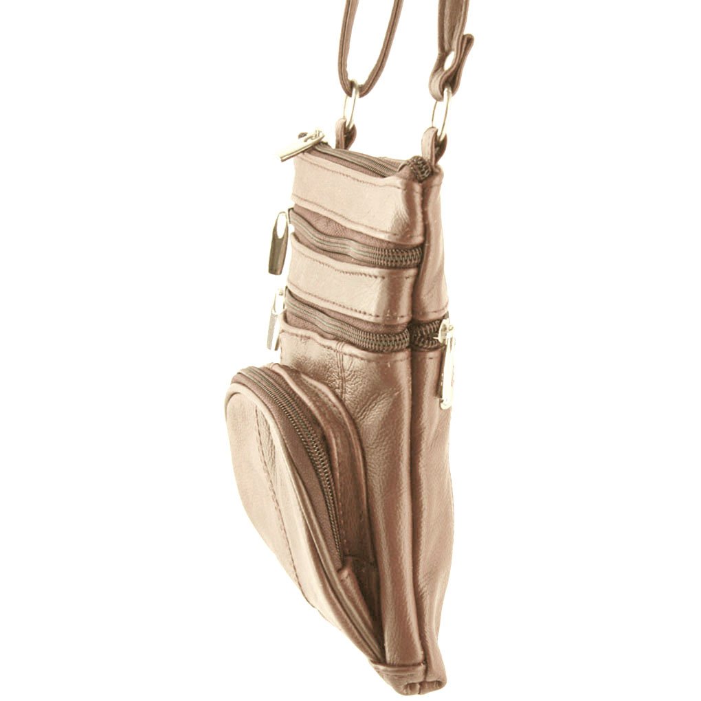 SILVERFEVER Women's Shoulder Crossbody Round RFID Pocket Small Genuine Leather Bag