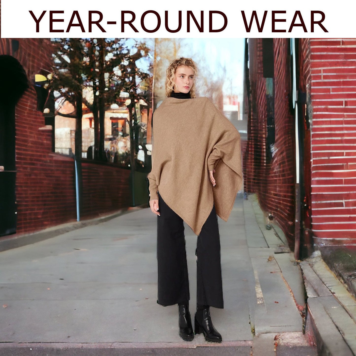Look by M Triangle Poncho with Sleeves