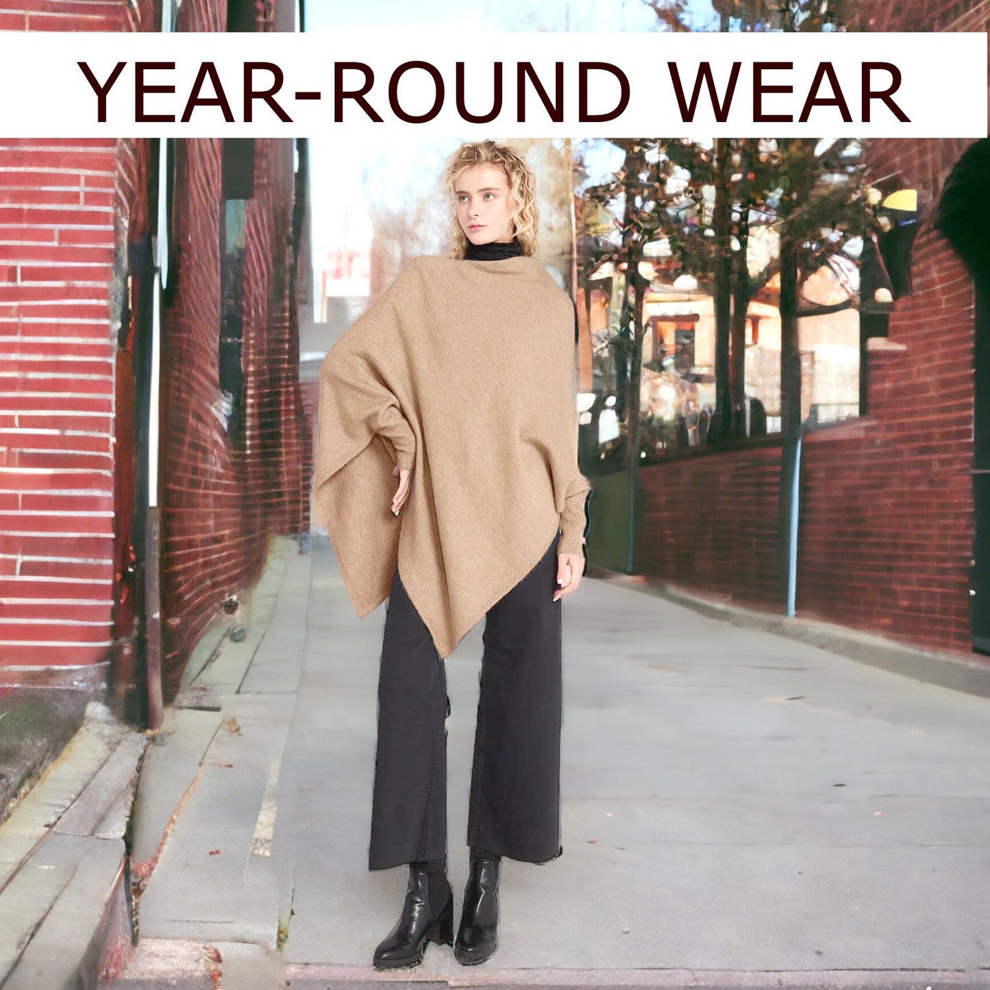 Look by M Triangle Poncho with Sleeves