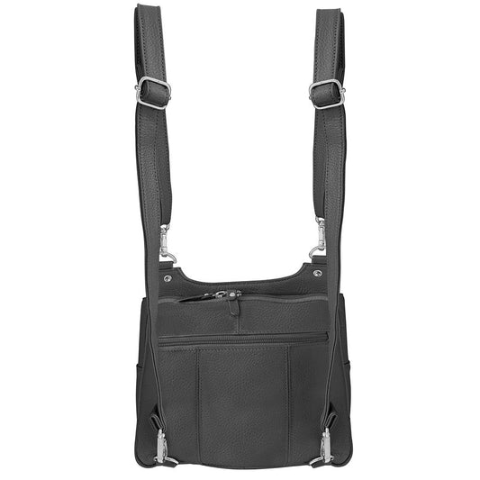 Leather Women's Backpack w Flip Rain Cover & Top Handle SilverFever