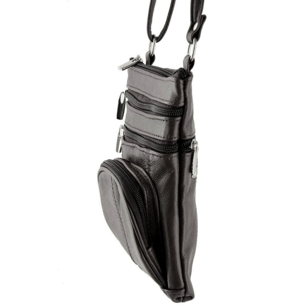 SILVERFEVER Women's Shoulder Crossbody Round RFID Pocket Small Genuine Leather Bag