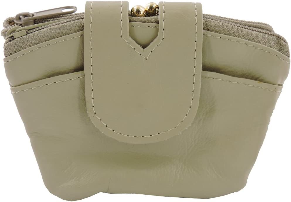 SILVERFEVER Leather Coin Purse with Kisslock Closure - Handcrafted Genuine Lambskin (3 Entry, Black)