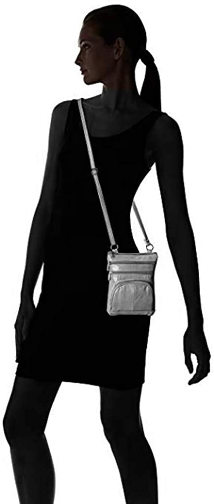 SILVERFEVER Women's Shoulder Crossbody Round RFID Pocket Small Genuine Leather Bag