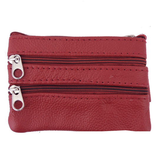 Womens Leather Coin Purse Pouch with Pockets -Handcrafted Genuine Cowhide