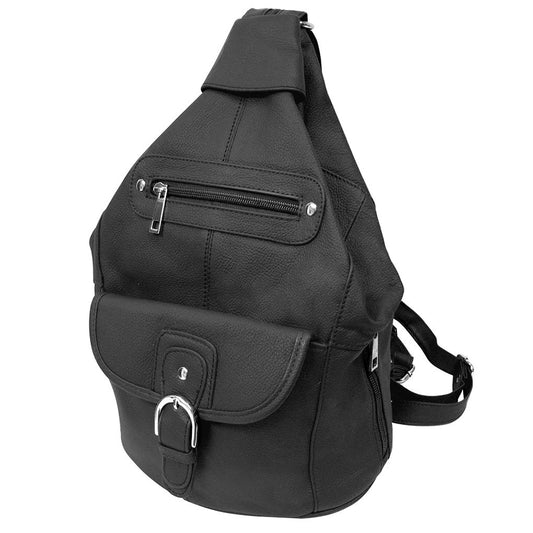 Women's Cowhide Leather Backpack Convertible Sling One Shoulder Large Bag Secure Entry |7 Pocket