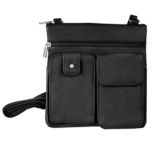 Messenger Italian Leather Shoulder Cross Body Bag iPad Compatible Unisex SilverFever
